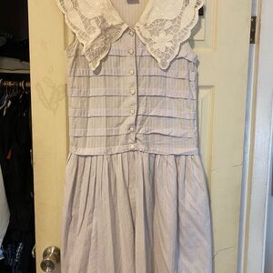 Vintage White and Lavender Midi Dress